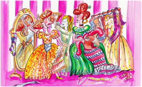 Cinderella and the stepsisters Illustrated for Storynory by Sophie Green