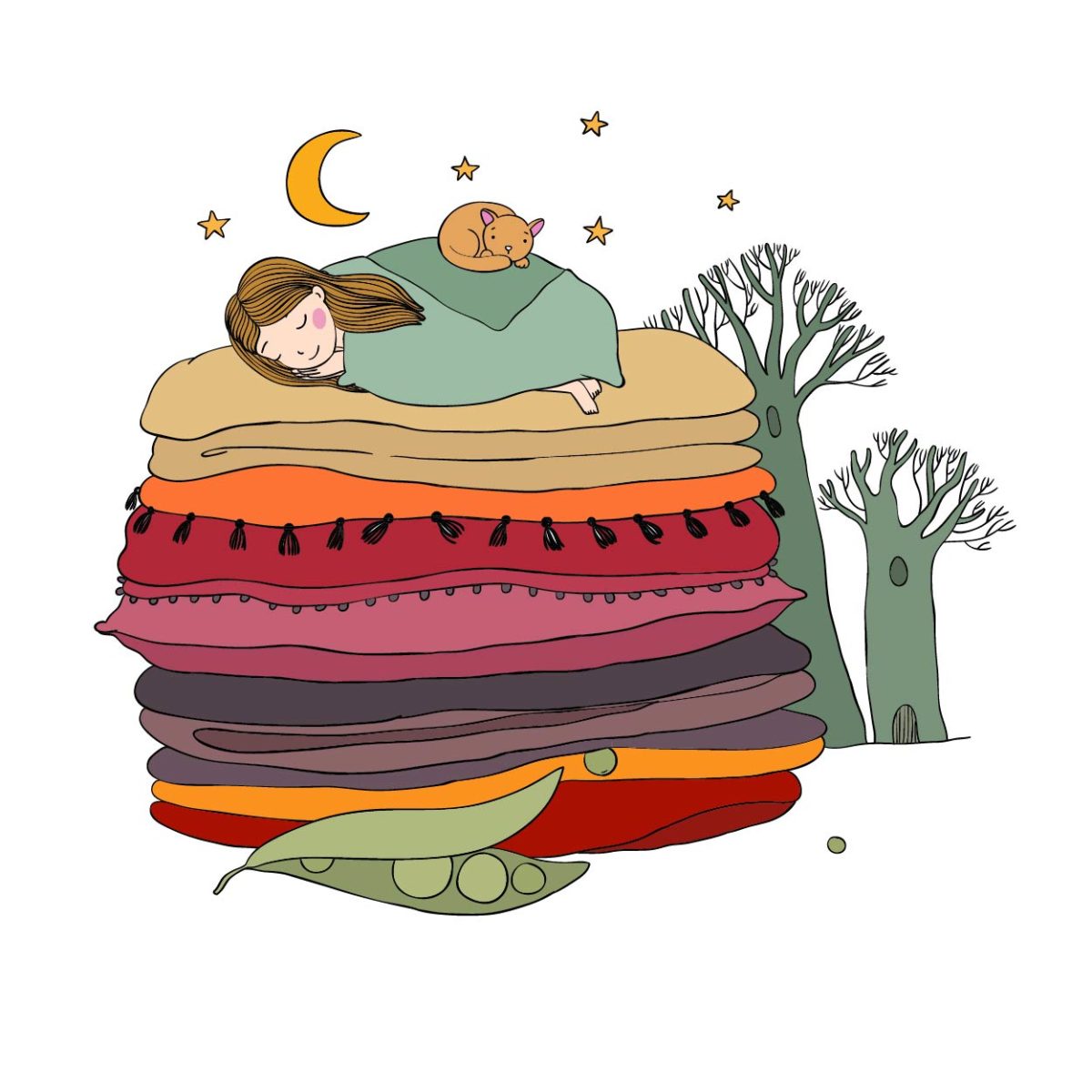 The Princess And The Pea Storynory   Princess Pea Illustration 1200x1200 