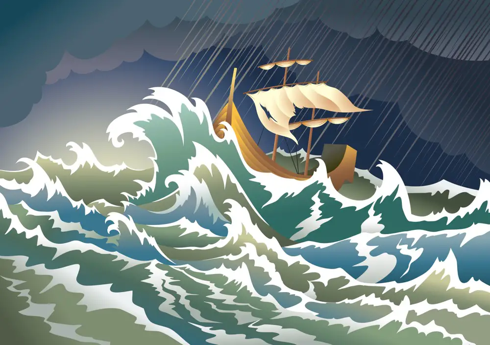 Рисунок шторм на море