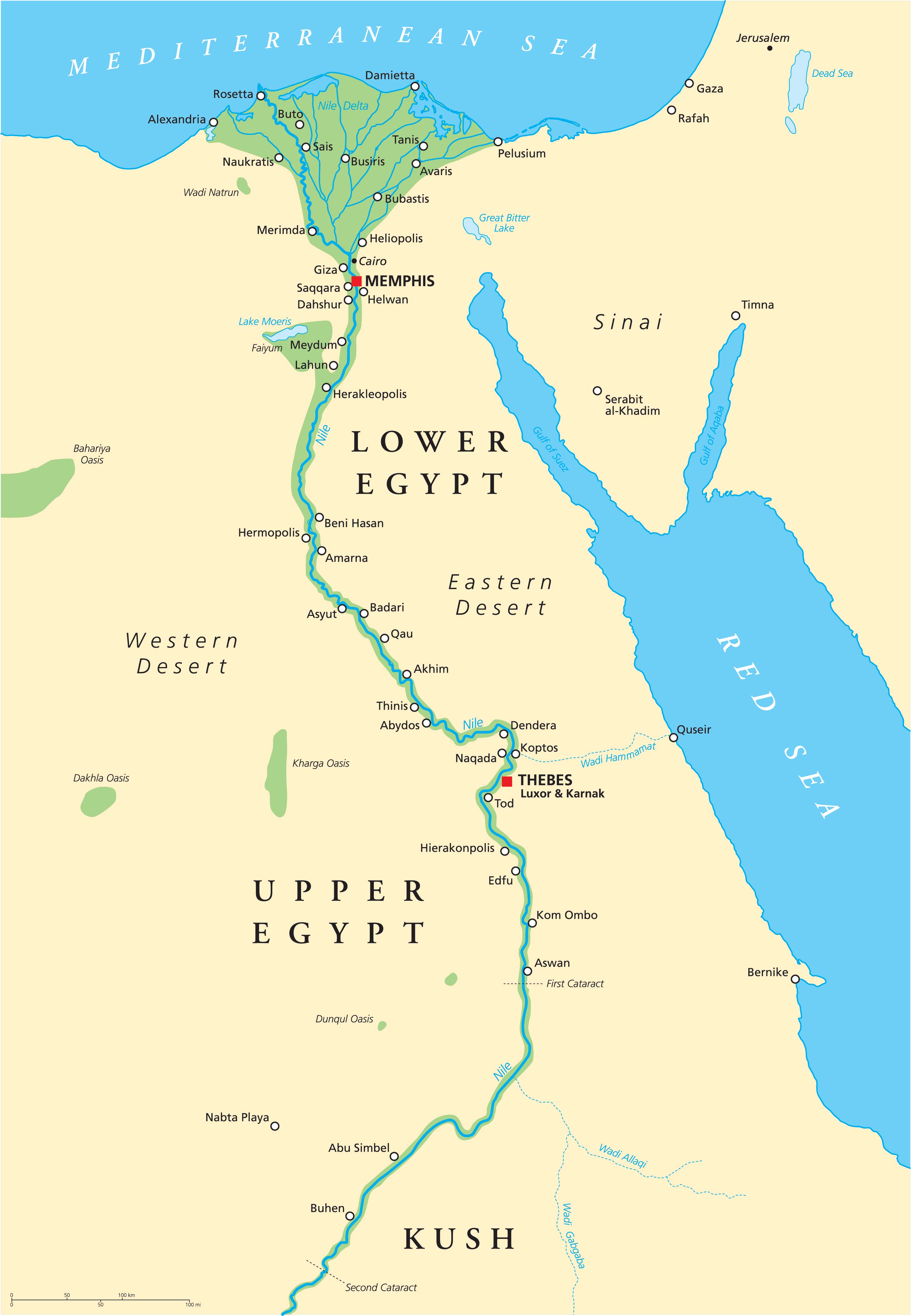 Map Ancient Egypt Less 