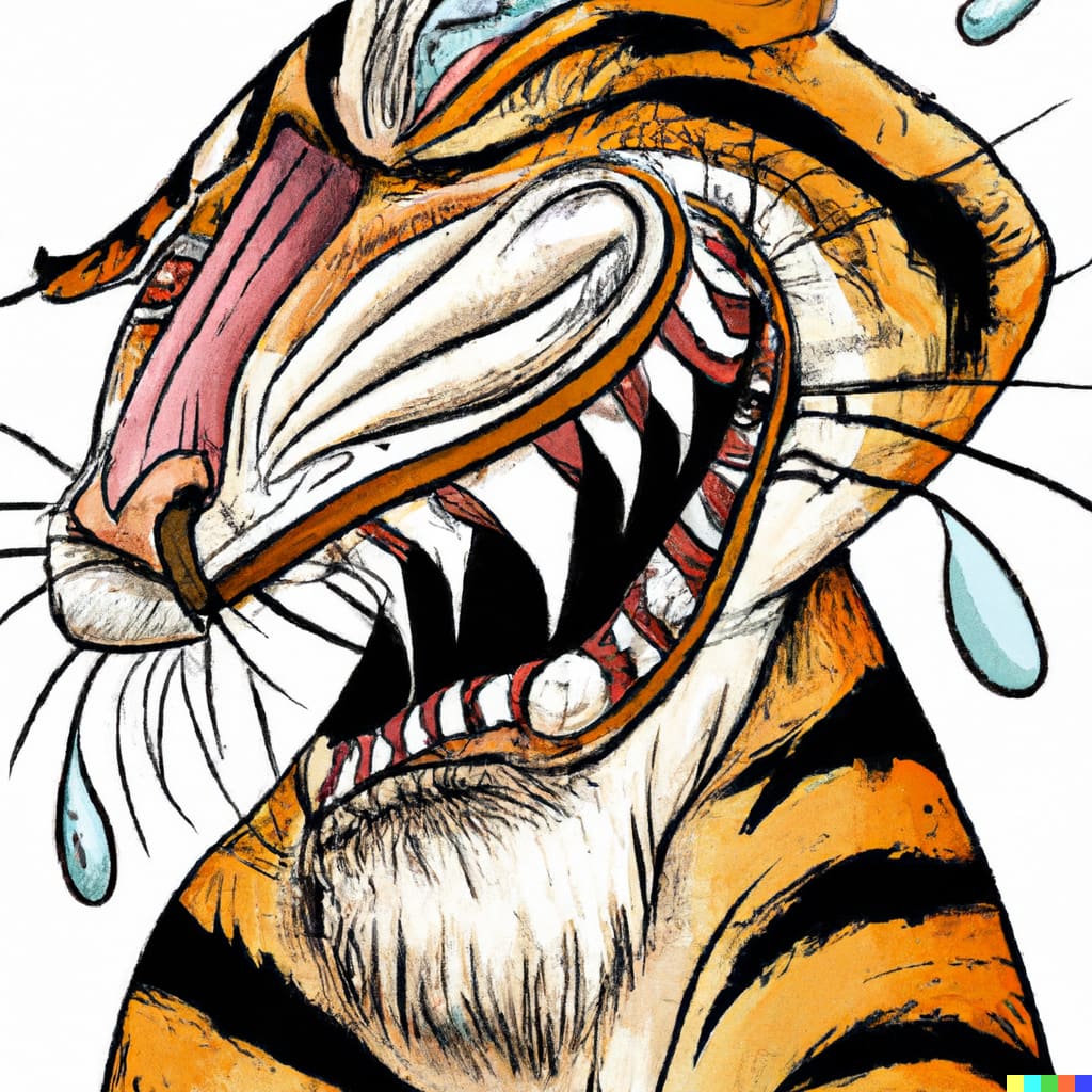laughing tiger drawing